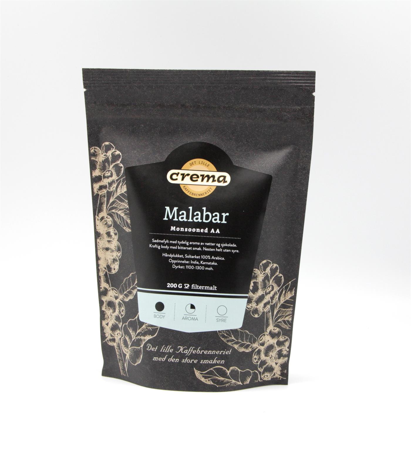 9417717 Crema 3038-P Kaffe Crema Monsooned malabar 200 gr. kaffe i hele b&#248;nner